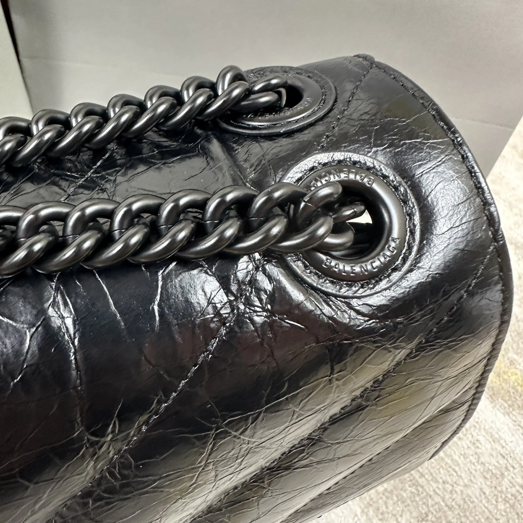 Sophisticated Balenciaga Crush Quilted Chain Bag - Medium Black Icon 60970