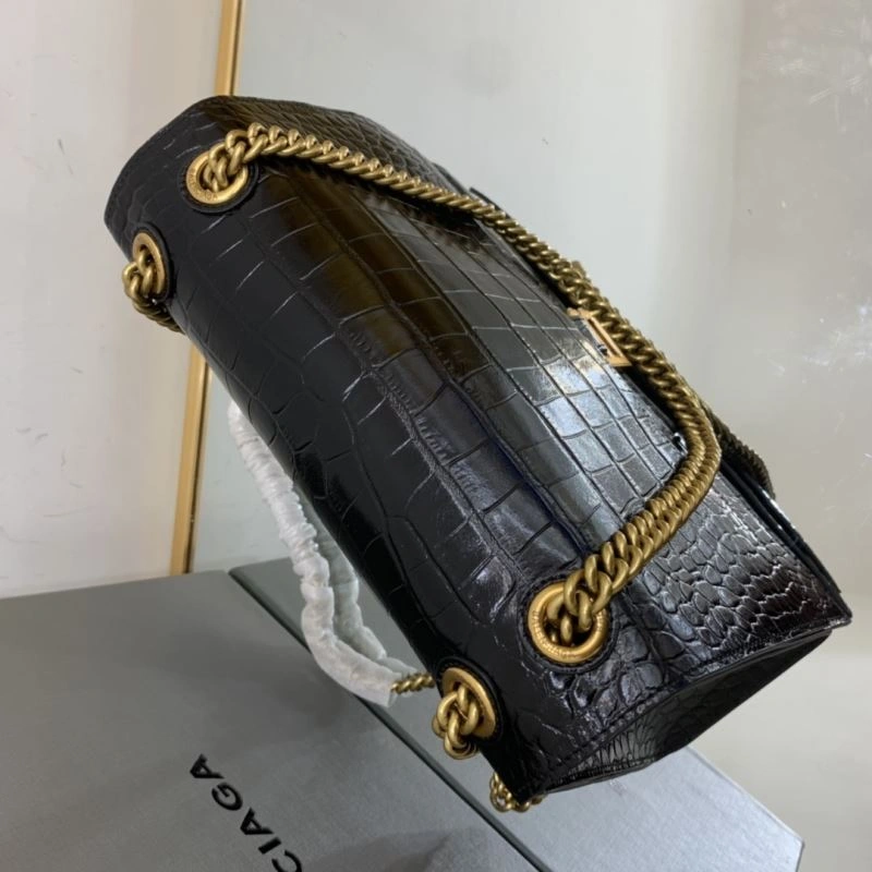 Balenciaga Crush Vintage Waxed Leather Bag with Gold Chain UrbanStyle 78671