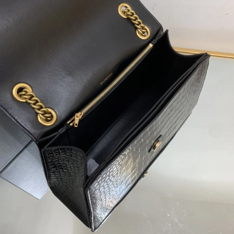 Balenciaga Crush Vintage Waxed Leather Bag with Gold Chain UrbanStyle 78671