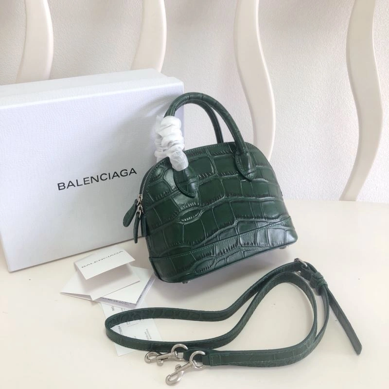 DailyWear Balenciaga Dark Green Mini Crocodile Pattern Shell Bag 78548