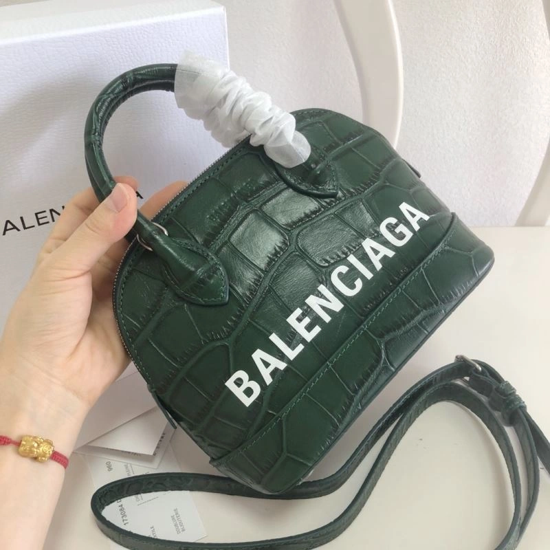DailyWear Balenciaga Dark Green Mini Crocodile Pattern Shell Bag 78548