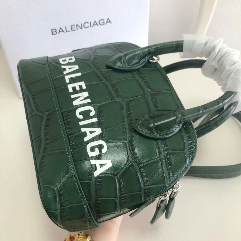 DailyWear Balenciaga Dark Green Mini Crocodile Pattern Shell Bag 78548