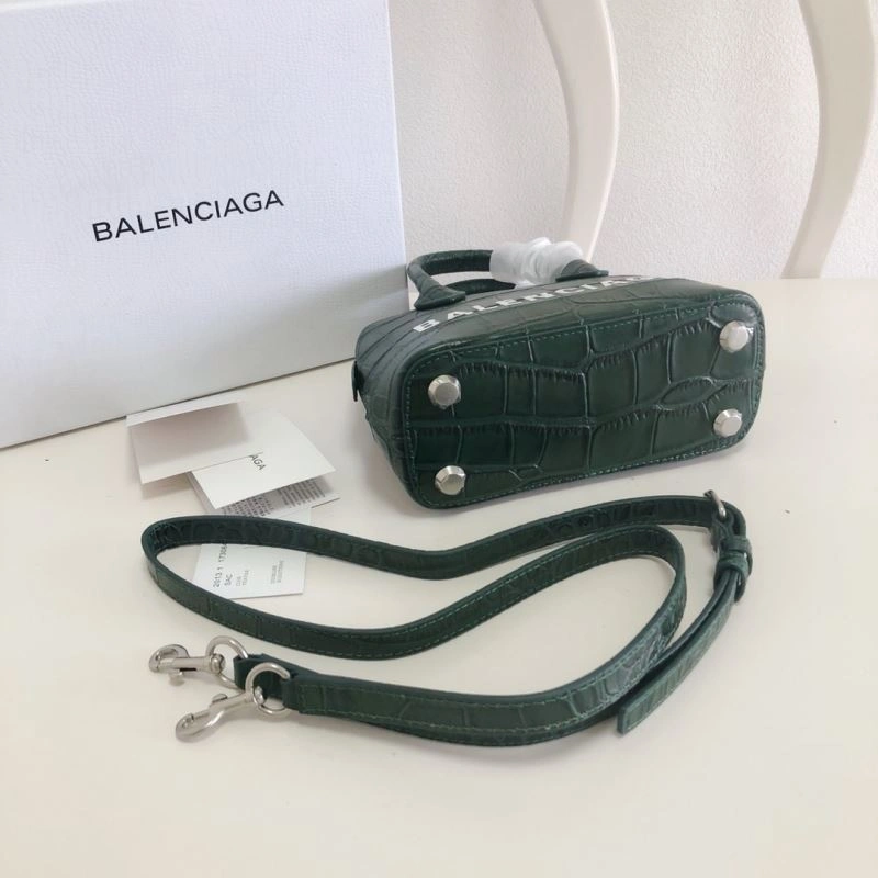 DailyWear Balenciaga Dark Green Mini Crocodile Pattern Shell Bag 78548