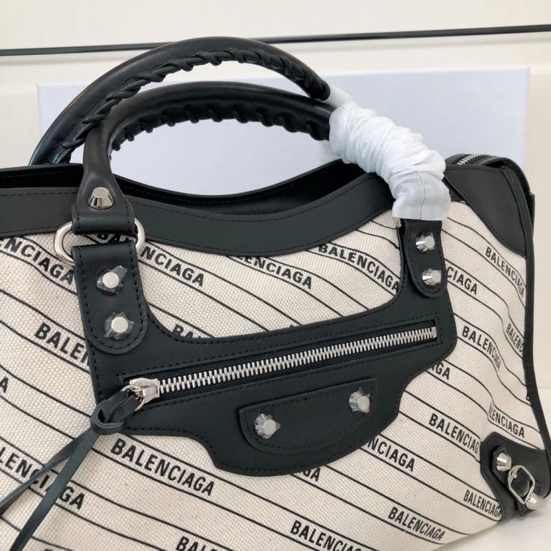 Balenciaga Diagonal Print Motorcycle Bag in Washed Canvas Breathable 78764