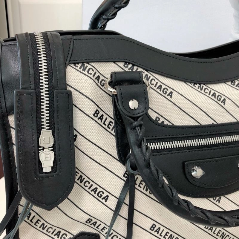 Balenciaga Diagonal Print Motorcycle Bag in Washed Canvas Breathable 78764