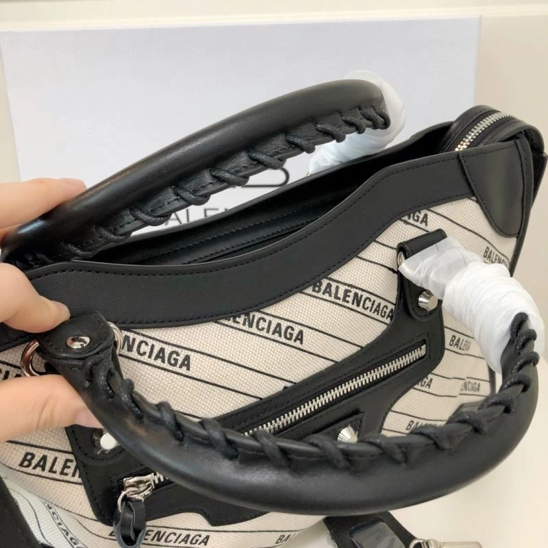 Balenciaga Diagonal Print Motorcycle Bag in Washed Canvas Breathable 78764