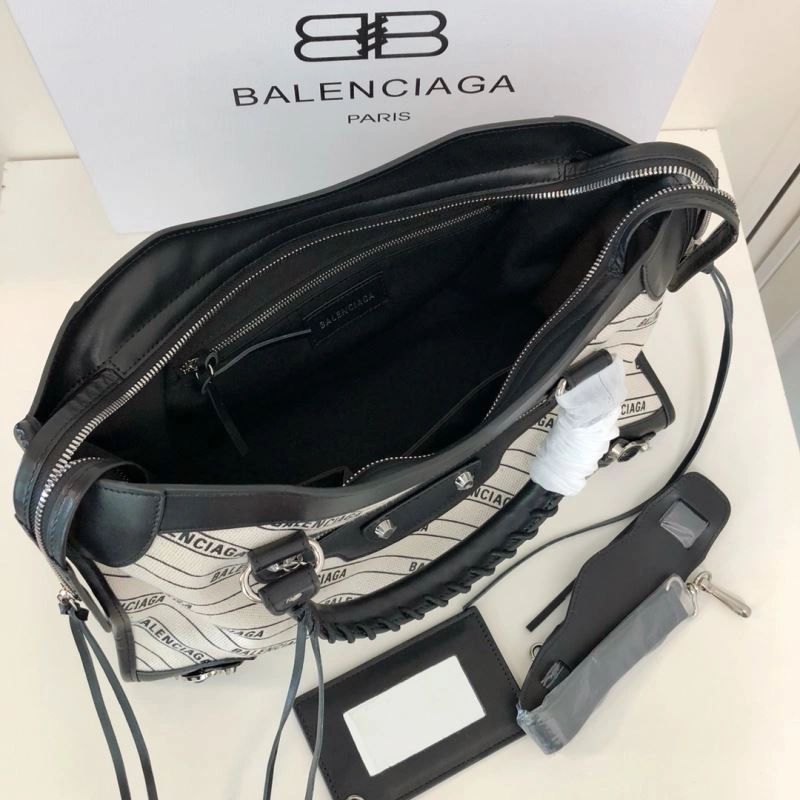 Balenciaga Diagonal Print Motorcycle Bag in Washed Canvas Breathable 78764