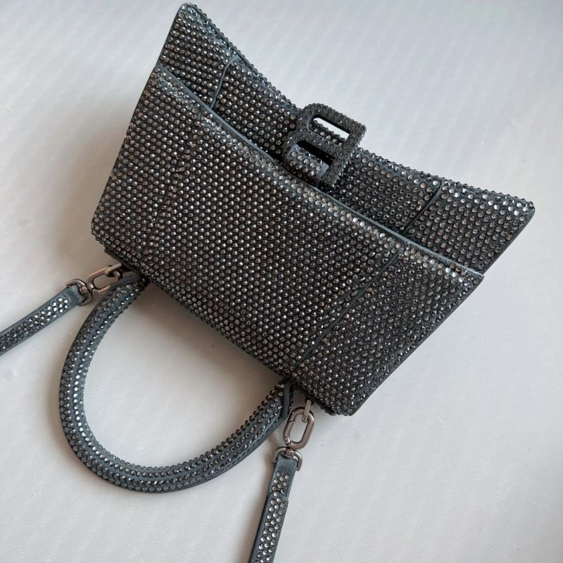 Tailored Balenciaga Diamond-Embellished Gray Hourglass Bag - Limited Edition 70058