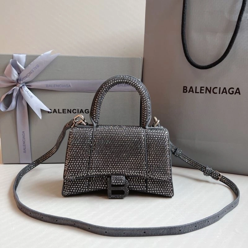 Balenciaga Diamond-Embellished Gray Hourglass Bag EyeCatching 70044