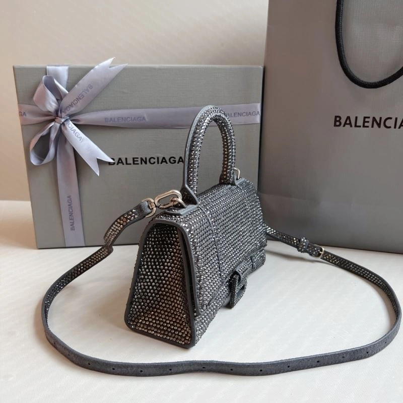 Balenciaga Diamond-Embellished Gray Hourglass Bag EyeCatching 70044