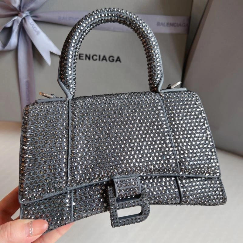 Balenciaga Diamond-Embellished Gray Hourglass Bag EyeCatching 70044