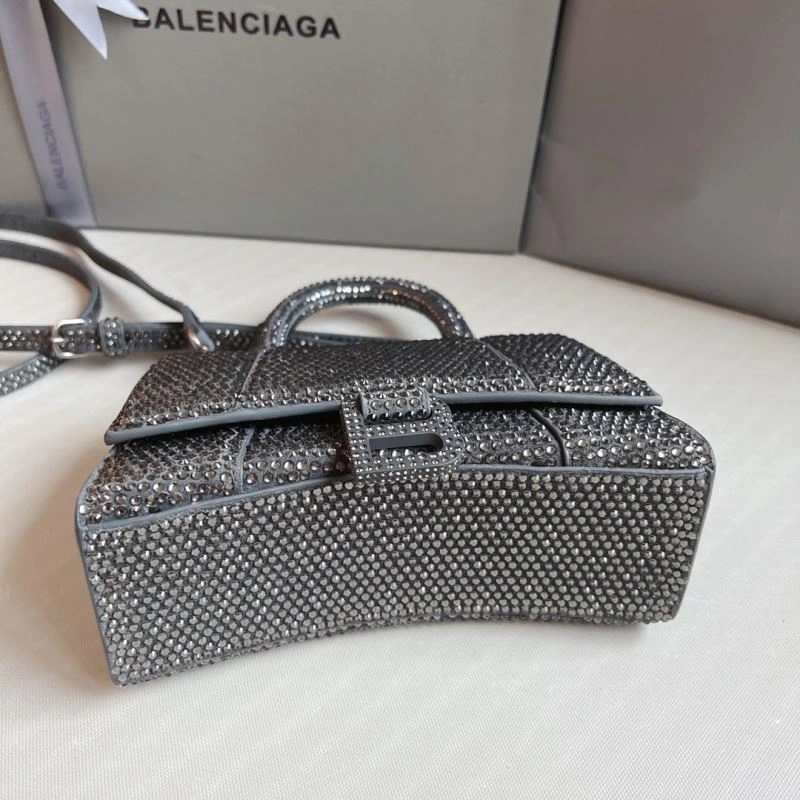 Balenciaga Diamond-Embellished Gray Hourglass Bag EyeCatching 70044