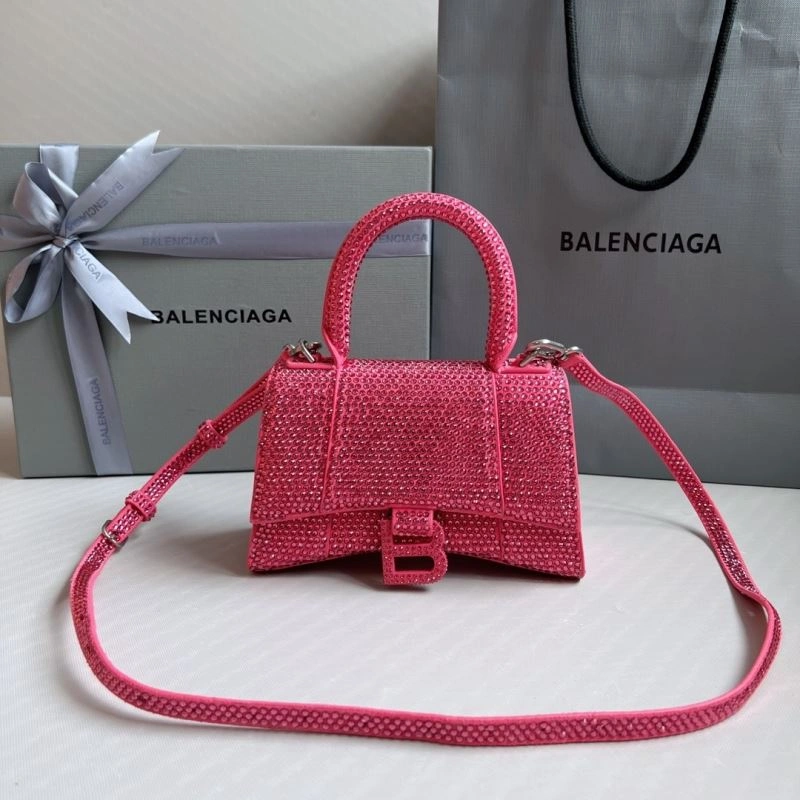 Balenciaga Diamond-Embellished Pink Hourglass Bag Flexible 70077