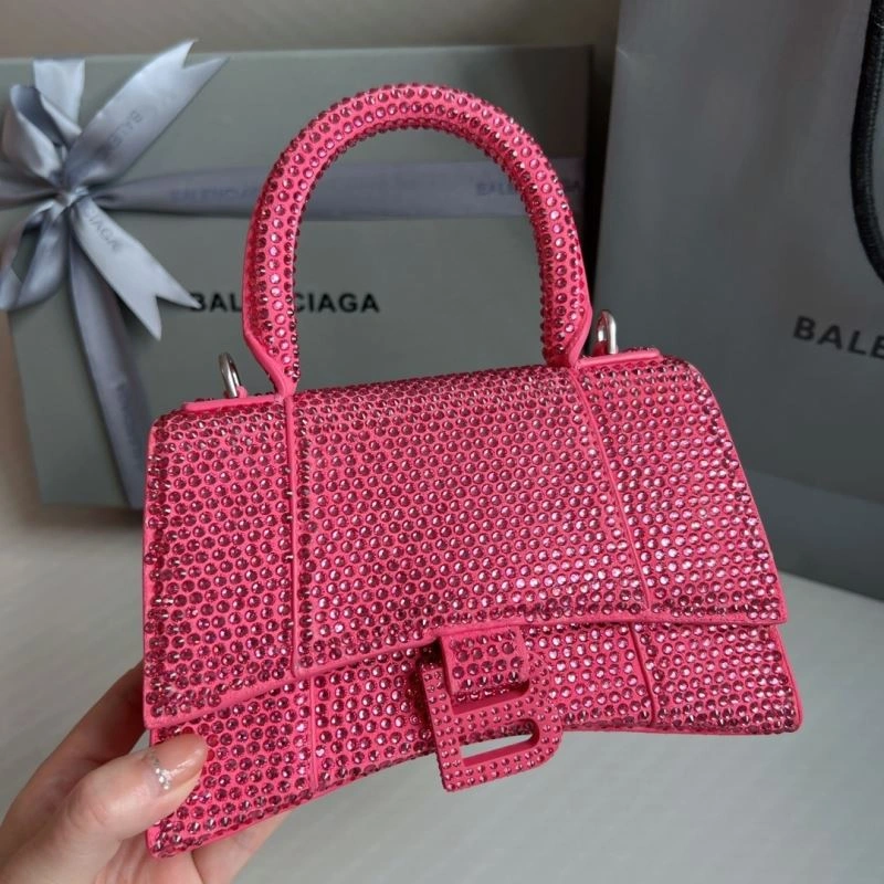 Balenciaga Diamond-Embellished Pink Hourglass Bag Flexible 70077
