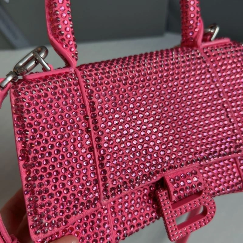 Balenciaga Diamond-Embellished Pink Hourglass Bag Flexible 70077