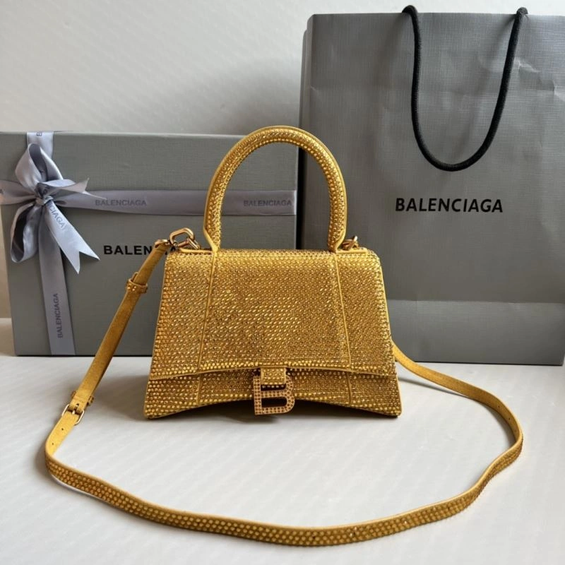 Trendy Balenciaga Diamond Hourglass Gold Bag - Luxury Handcrafted Design 70046