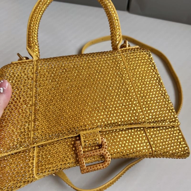 Trendy Balenciaga Diamond Hourglass Gold Bag - Luxury Handcrafted Design 70046