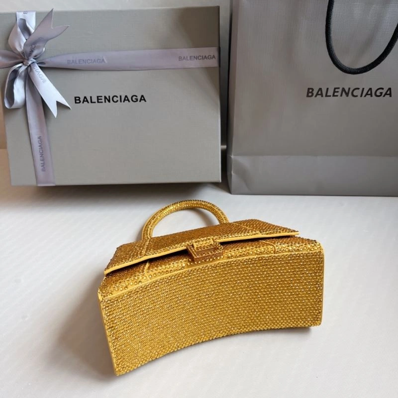 Trendy Balenciaga Diamond Hourglass Gold Bag - Luxury Handcrafted Design 70046