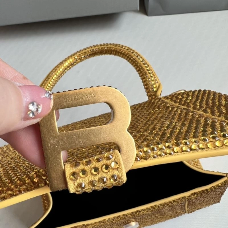 Trendy Balenciaga Diamond Hourglass Gold Bag - Luxury Handcrafted Design 70046