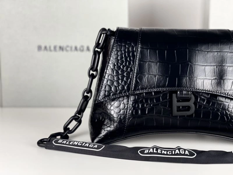 Seasonal Balenciaga Downtown Chain Shoulder Bag in Black Crocodile Leather 72574