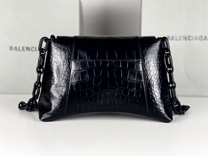 Seasonal Balenciaga Downtown Chain Shoulder Bag in Black Crocodile Leather 72574