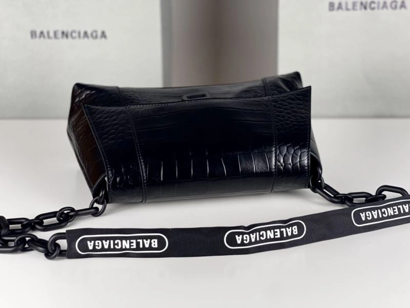 Seasonal Balenciaga Downtown Chain Shoulder Bag in Black Crocodile Leather 72574