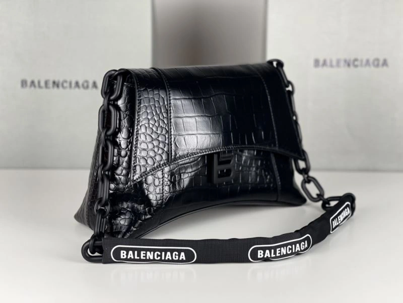 Seasonal Balenciaga Downtown Chain Shoulder Bag in Black Crocodile Leather 72574