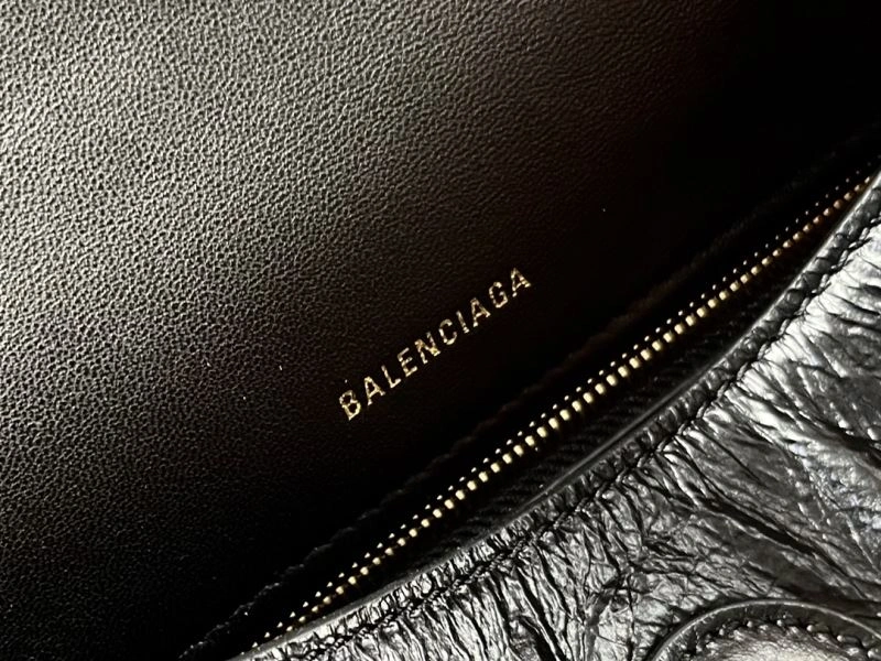Sustainable Balenciaga Downtown Chain Shoulder Bag in Black Gold Wax Leather 72578