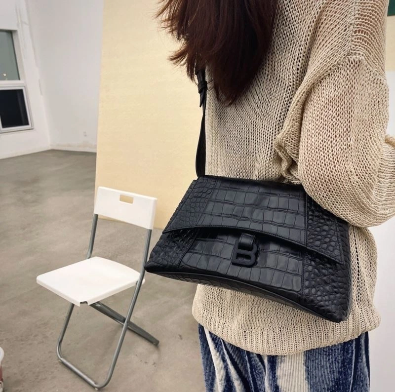 GoAnywhere Balenciaga Downtown Hourglass Crocodile-Patterned Crossbody Bag 66990