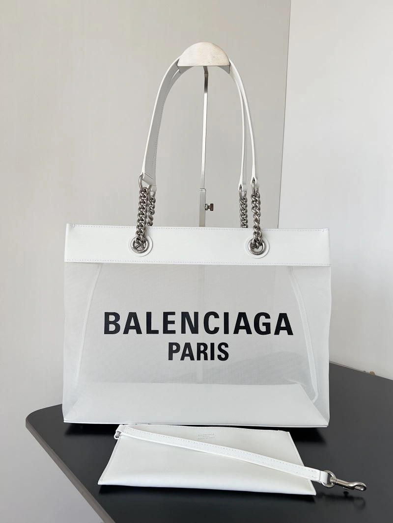 Balenciaga Duty Free Mesh Tote Bag with Leather-Chain Strap Compact 78582