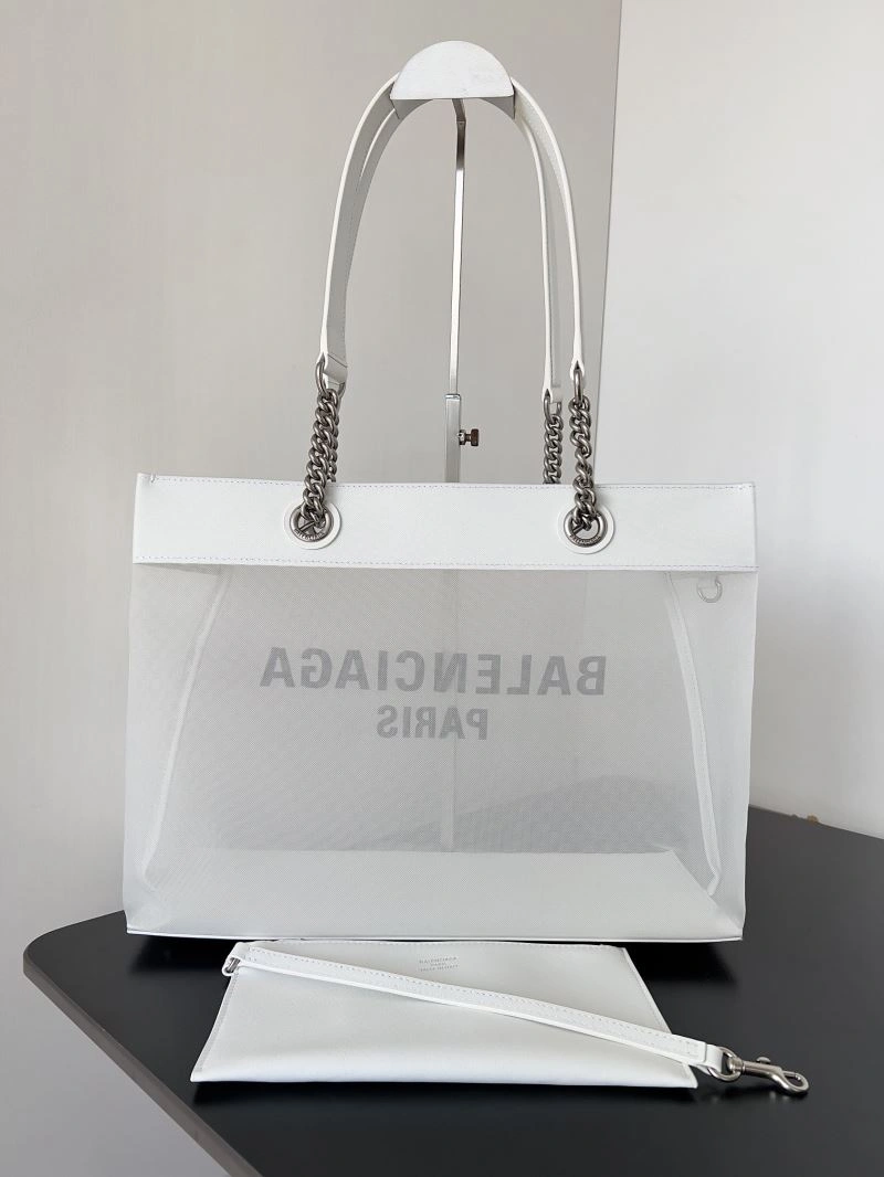 Balenciaga Duty Free Mesh Tote Bag with Leather-Chain Strap Compact 78582