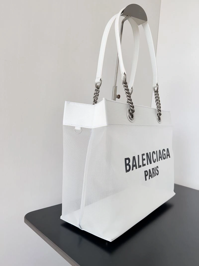 Balenciaga Duty Free Mesh Tote Bag with Leather-Chain Strap Compact 78582