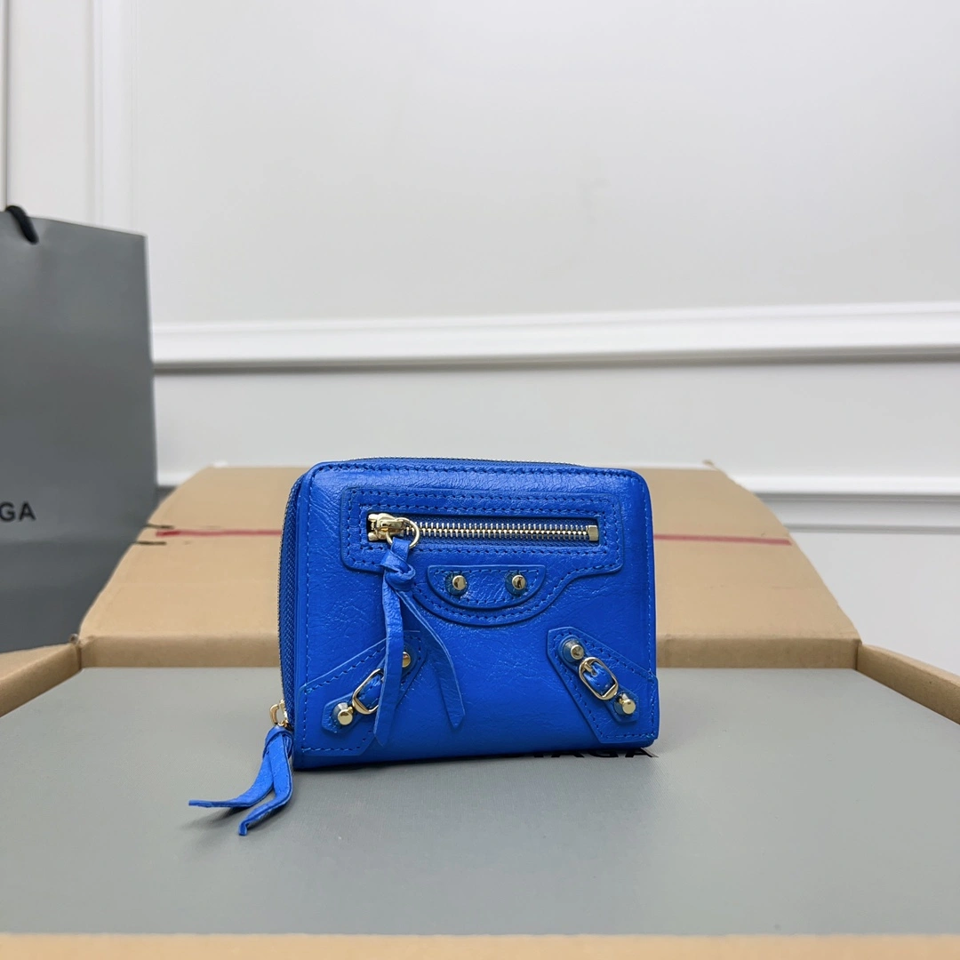 Balenciaga Electric Blue Retro Crackle Leather Wallet ZeroBulk 60840