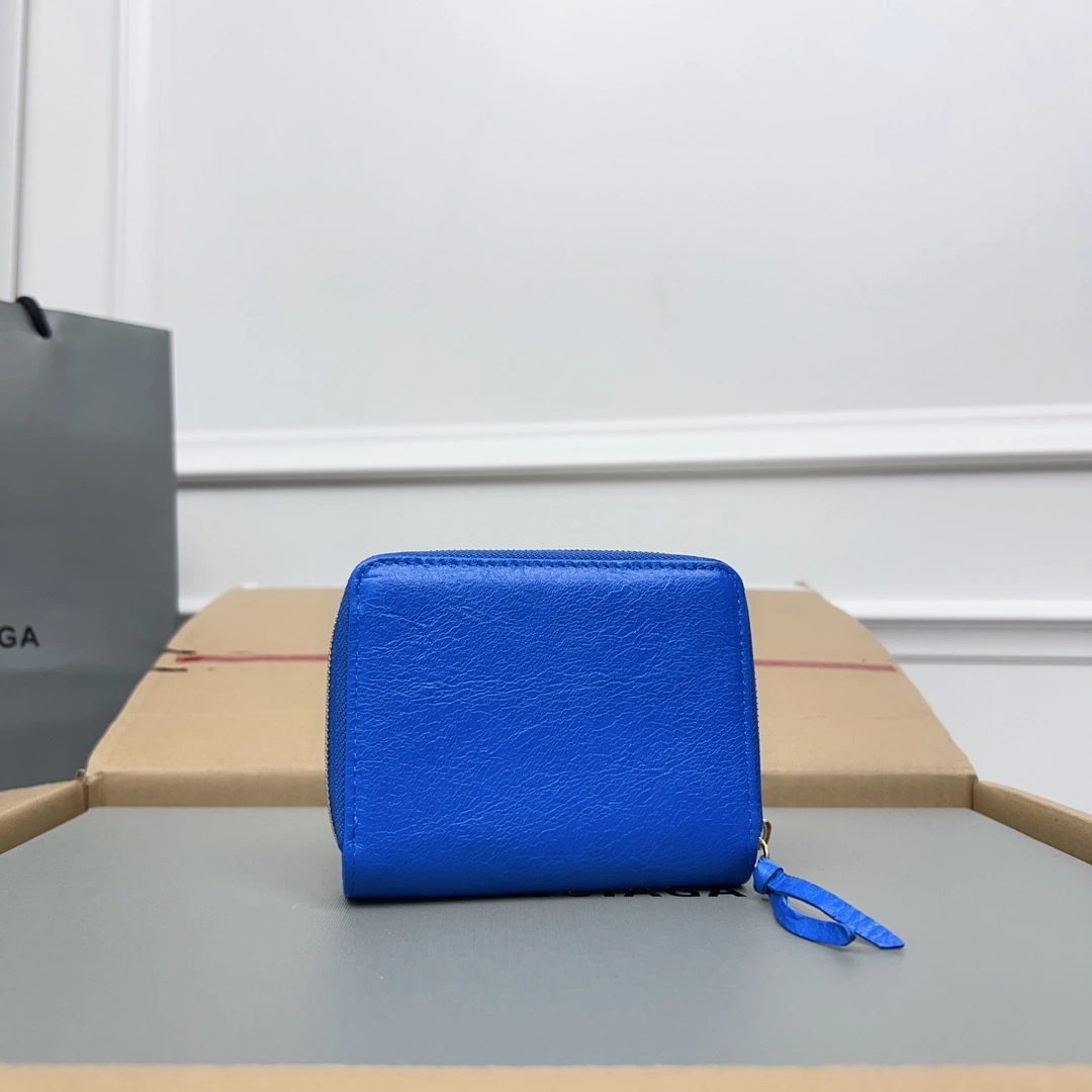 Balenciaga Electric Blue Retro Crackle Leather Wallet ZeroBulk 60840