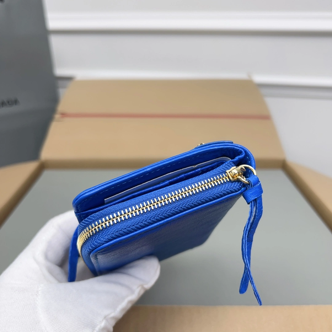Balenciaga Electric Blue Retro Crackle Leather Wallet ZeroBulk 60840