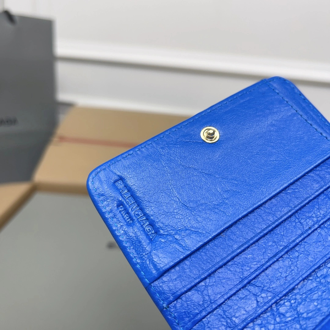 Balenciaga Electric Blue Retro Crackle Leather Wallet ZeroBulk 60840