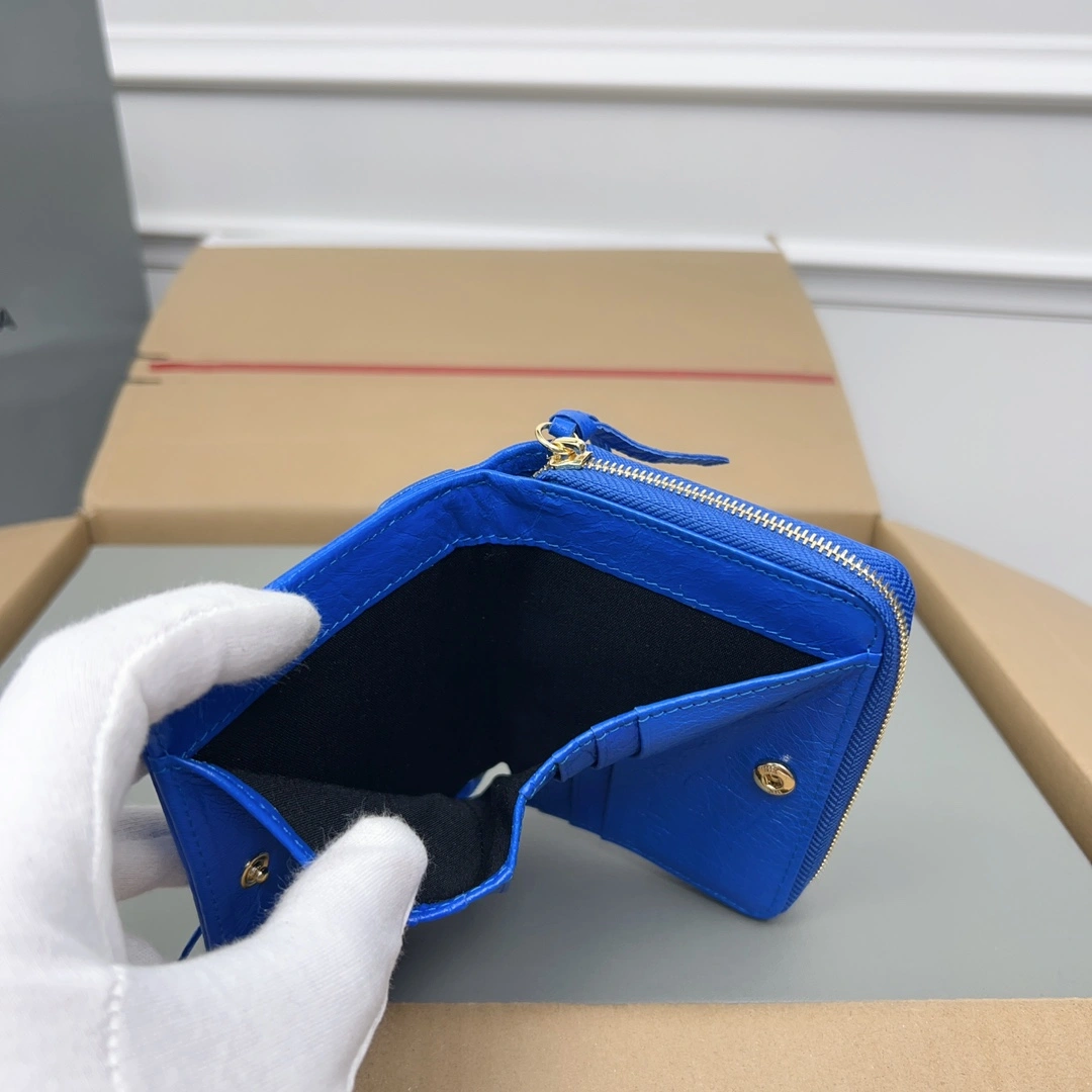 Balenciaga Electric Blue Retro Crackle Leather Wallet ZeroBulk 60840
