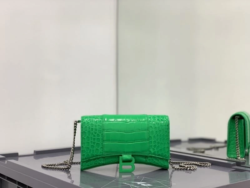 Balenciaga Electric Green Crocodile Hourglass Chain Bag Casual 72657
