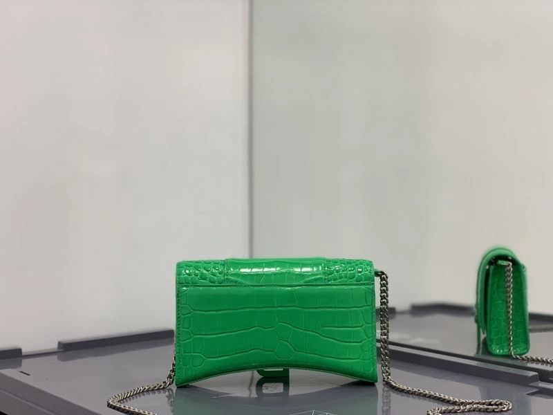 Balenciaga Electric Green Crocodile Hourglass Chain Bag Casual 72657