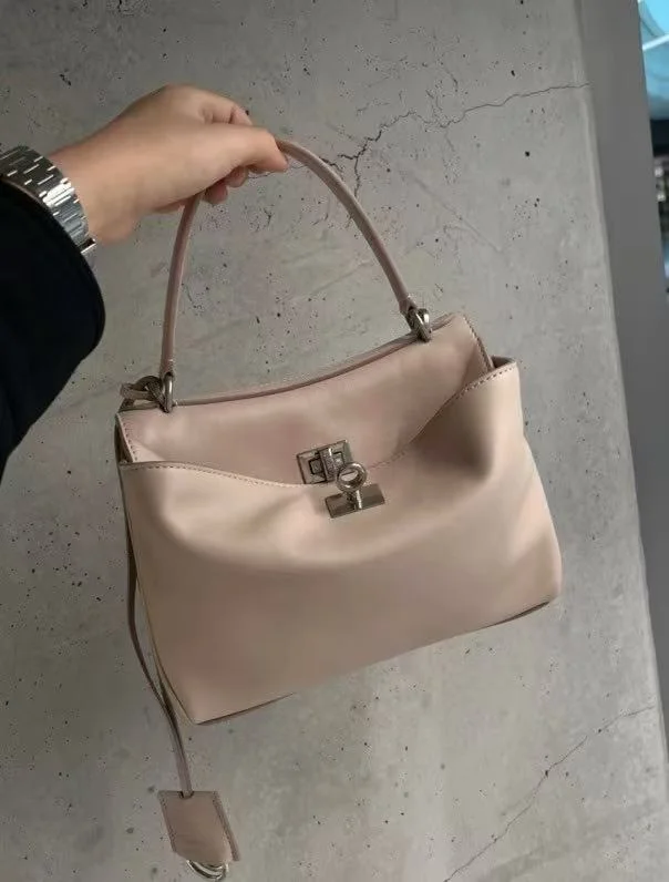 Timeless Balenciaga  Apricot Silver Buckle Handbag Series 38255