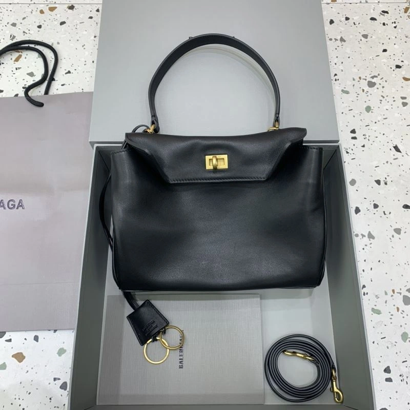 Balenciaga  Slouchy Black Handbag with Gold Accents GoodFit 66962