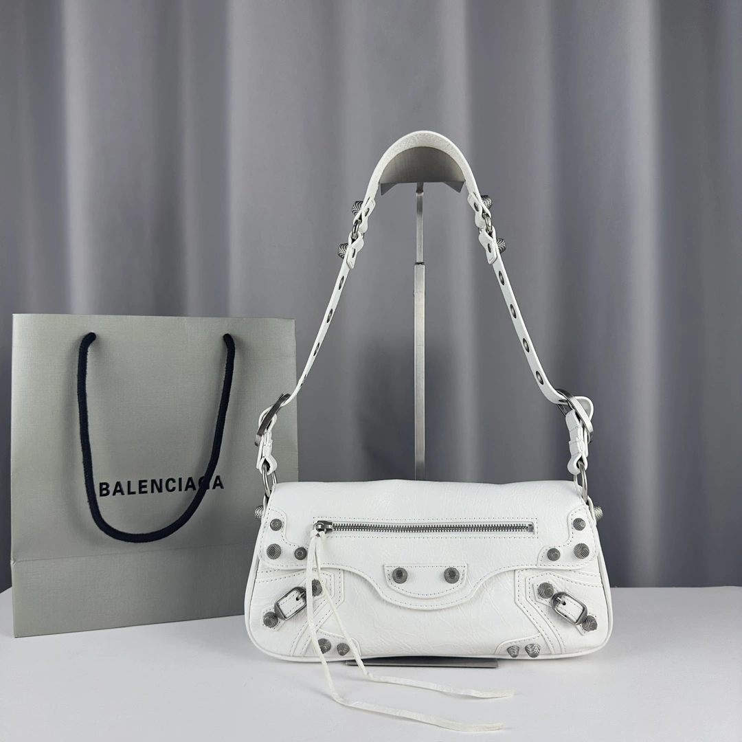 Minimalist Balenciaga Everyday Large Lambskin Sling Baguette Bag 61104