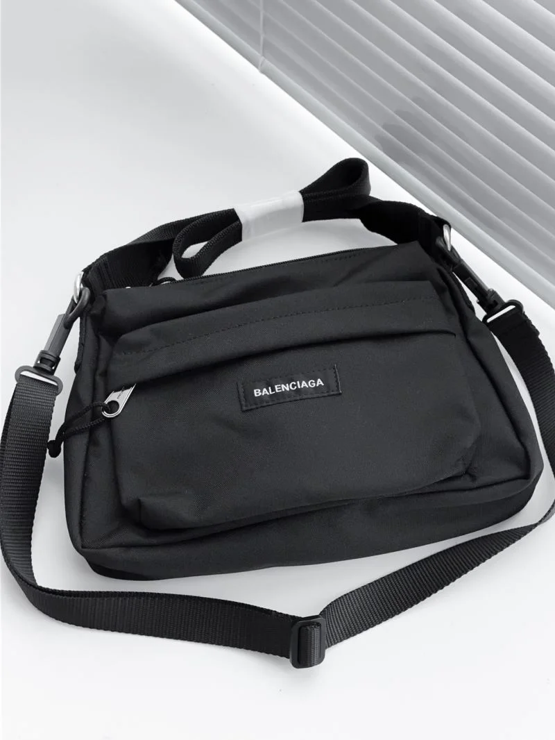 Balenciaga Explorer Black Nylon Shoulder Bag with Logo Patch Refined 38237
