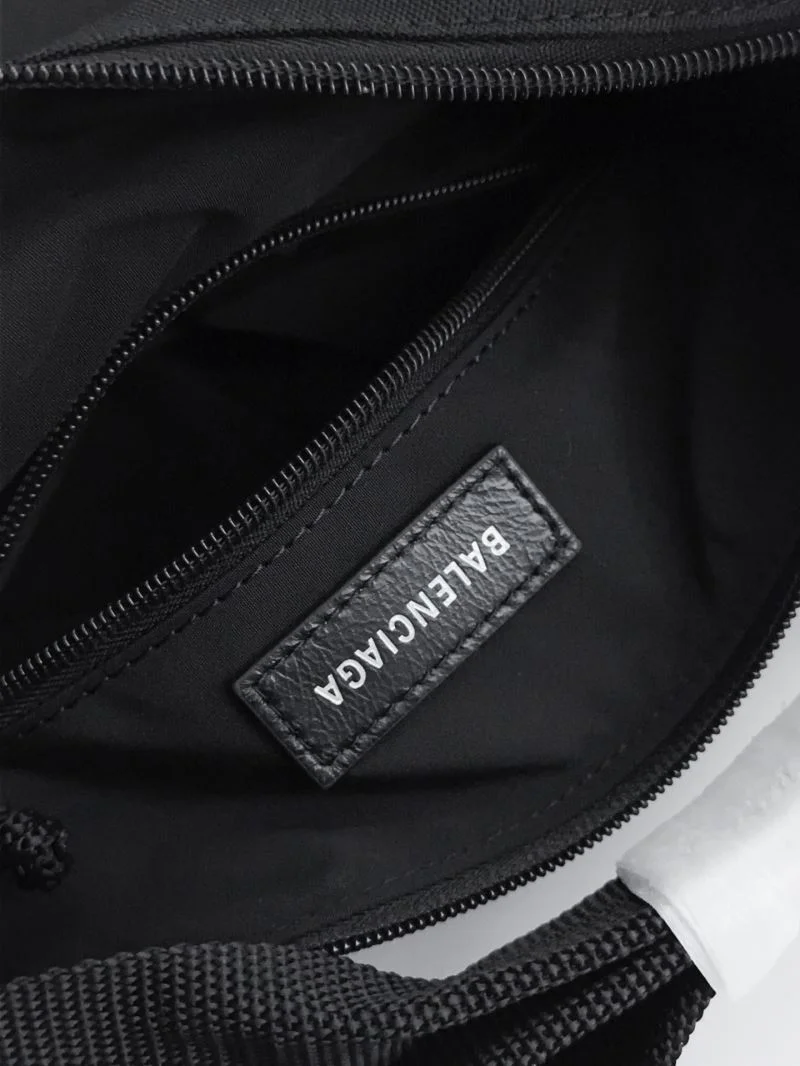 Balenciaga Explorer Black Nylon Shoulder Bag with Logo Patch Refined 38237