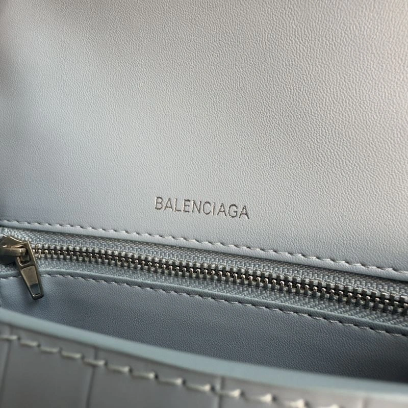 Balenciaga Fog Blue Crocodile Hourglass Bag with Silver Buckle FreshLook 70048