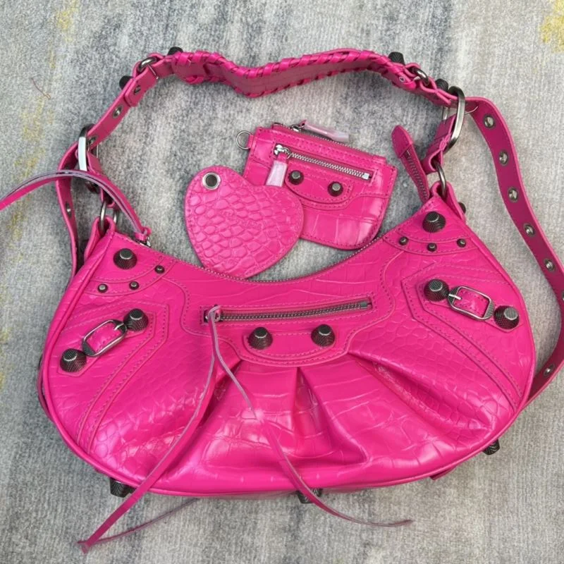 Balenciaga Fuchsia CrocodileBalenciaga Le Cagole Half Moon Bag Comfortable 38374
