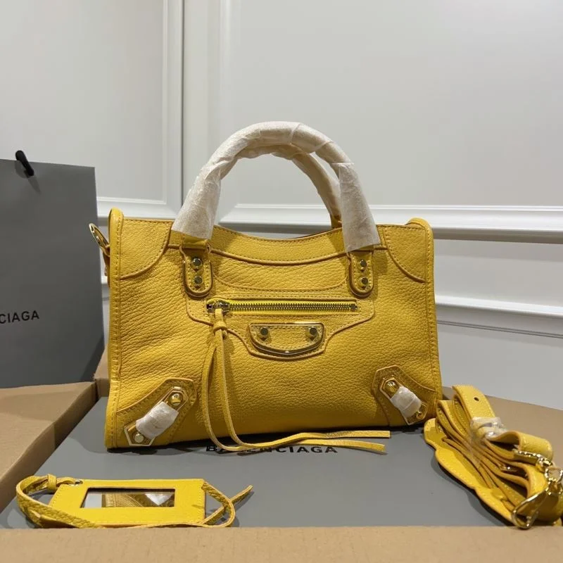 Balenciaga Goat Leather Motorcycle Bag - Gold Buckle Yellow 30cm Unisex 38326
