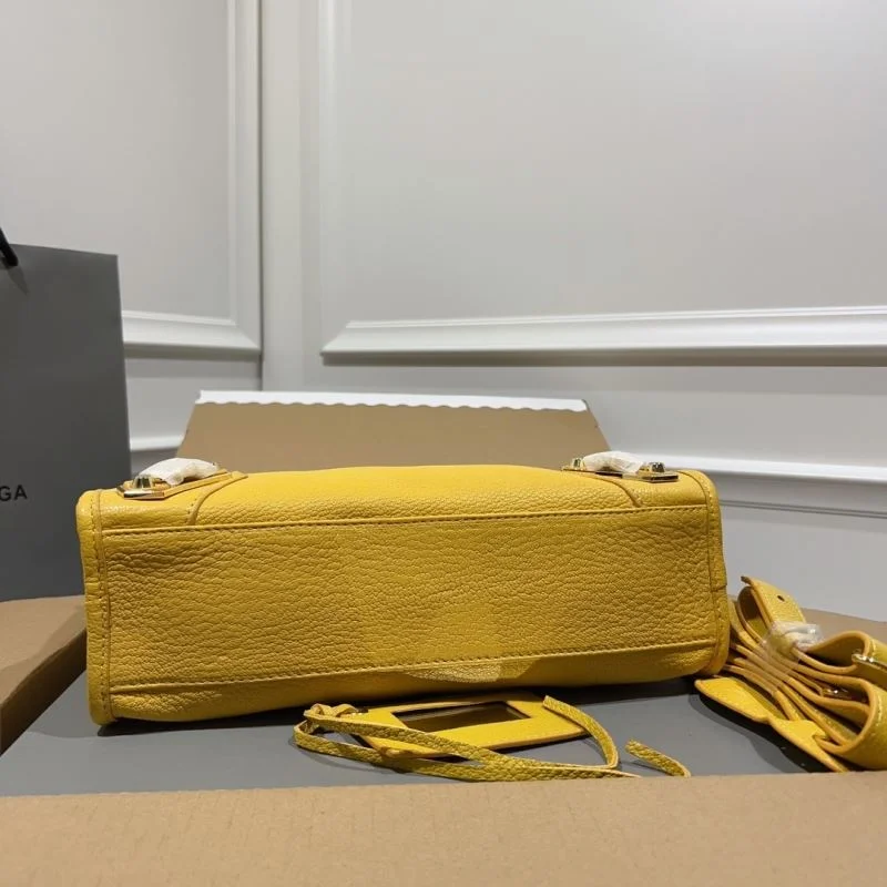 Balenciaga Goat Leather Motorcycle Bag - Gold Buckle Yellow 30cm Unisex 38326