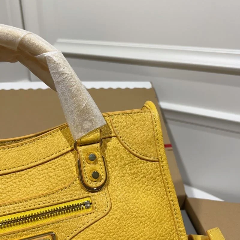Balenciaga Goat Leather Motorcycle Bag - Gold Buckle Yellow 30cm Unisex 38326