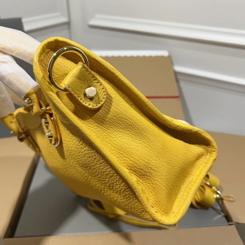 Balenciaga Goat Leather Motorcycle Bag - Gold Buckle Yellow 30cm Unisex 38326